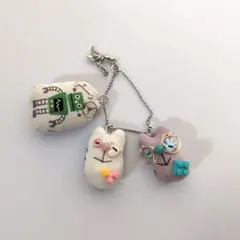 ハンドメイドぬいぐるみ　ヘンテコねこちゃんのチャームセット#12 プラモデル作り