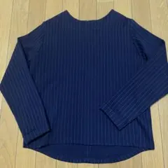 グリーンレーベルリラクシング＊長袖トップス　紺ストライプ