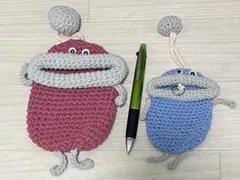 ハンドメイド パクパクモンスター キーケース ケース 2個セットのサムネイル