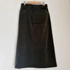 【美品】タイトスカート カーキ　グリーン　S コーデュロイ おしゃれ