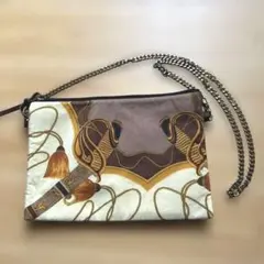 スカーフ柄 ショルダーバッグ クラッチバッグチェーン取り外し可