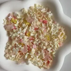 【50個】チーズジャム風素材mix　ネイルパーツ　リボン　まとめ売り　デコパーツ