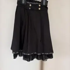 アクシーズファムチェック柄トリム フレアミニスカート ブラック