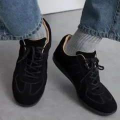 GERMAN TRAINER レースアップ スニーカー スエード 黒 24cmのサムネイル