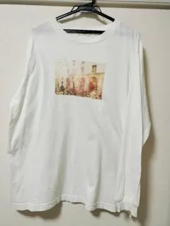 【Studio CLIP】白 長袖 プリント Tシャツ