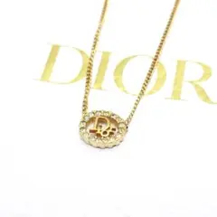 美品 Dior クリスチャンディオール ロゴ ストーン ゴールド ネックレス