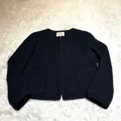 美品✨】BEAUTY &YOUTH ツイードジャケット　ノーカラー　ネイビー　S