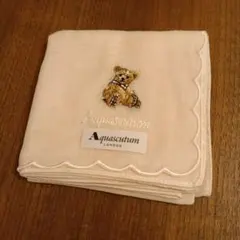 Aquascutum ガーゼハンカチ ベア刺繍 薄ピンクのサムネイル