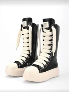 SHEIN 厚底ロングブーツ ハイカットブーツ クラシックブラック