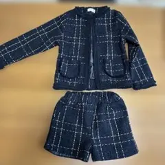 ブラックチェック ジャケットとショートパンツ 120cm
