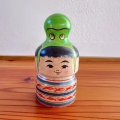 石巻こけし　ニョキポコたこ　3寸　9㎝　グリーン　美品