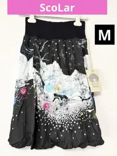 ❤️新品未使用❤️ScoLarスカラープリント バルーンスカートMブラック