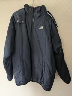 adidas アディダス ベンチコート 中綿ジャケット フード付き ネイビー