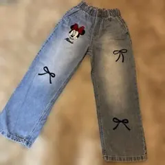 ⭐︎⭐︎H&M ミニーマウス刺繍ワイドデニムパンツ 140cm