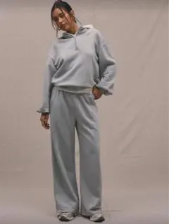 ライトグレー フード付きスウェットセット