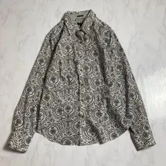 総柄シャツ ペイズリー モノトーン 長袖 トップス レディース M 春秋のサムネイル