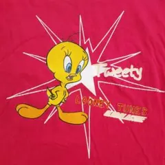 XL相当 トゥイーティー ルーニー・テューンズ 半袖 Tシャツ ワンピ丈 ピンクのサムネイル