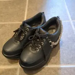 ブラック スニーカー チェーン付き　LLサイズ