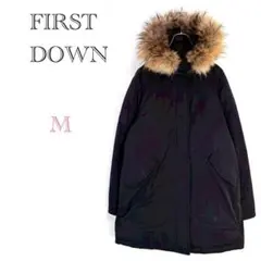◆ファーストダウン【M】ダウンコート ダウンジャケット ファー付き 刺繍ロゴ入りのサムネイル