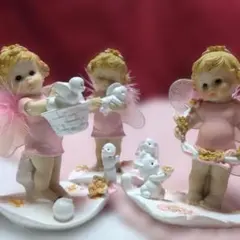 天使のフィギュア 陶器製 ピンク