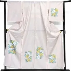 夏用　絽　付け下げ　身丈156　裄63　芙蓉　花模様　着物　071b