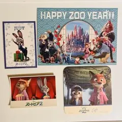 ズートピア2 映画特典ステッカー オーマイカフェ ニック ジュディ コースター