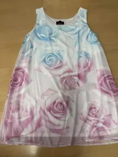 DaTuRa ローズ柄 ノースリーブ ミニワンピース