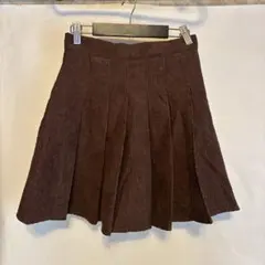 ブラウン コーデュロイ プリーツスカート