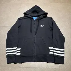 Adidas originals パーカー　ジップアップ　スウェット　黒　XS