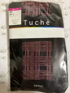 グンゼM〜Lサイズスクエアチェック柄80デニールタイツピンク柄新品未使用品L12