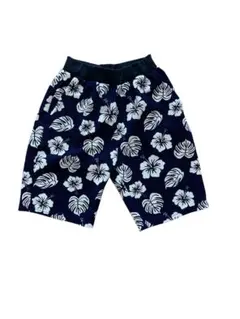 ハイビスカス柄 ネイビー ショートパンツ