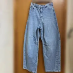ワイドフィット デニムパンツ ライトブルー　カーブデニムパンツのサムネイル