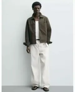 ジッパー付きレギュラーフィットシャツジャケット