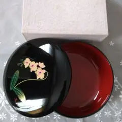 菓子器 漆器 胡蝶蘭