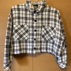 Radarista 白 黒 チェック柄 長袖 クロップドジャケット Mサイズ