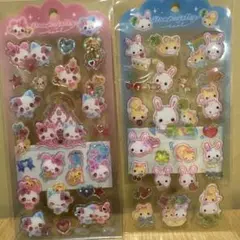 フワフワらびちゃん、まじかるみゅーちゃん　ドロップジュエリーシール