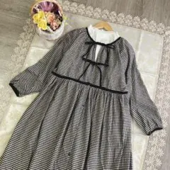サマンサモスモス　訳あり　前後着　パイピングリボン　ギンガムチェック　ワンピース