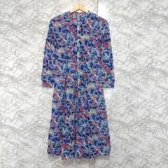 SHIPS ロングフレアワンピース 花柄 コットン100% F