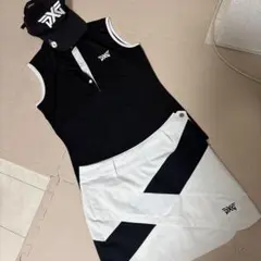 PXG ゴルフウェア ノースリーブ ポロシャツ スカート キャップ3点セット