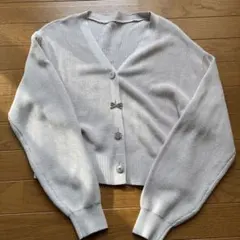 リブ編みピンク長袖カーディガンM