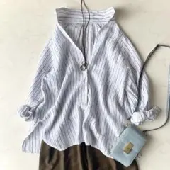 美品 シップスエニィ オーガニックリネン パフスリーブ 長袖シャツ 洗える