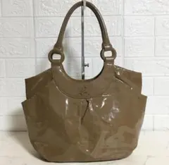 no37392 アニエスベー エナメル 肩掛け トート バッグ A4収納可能