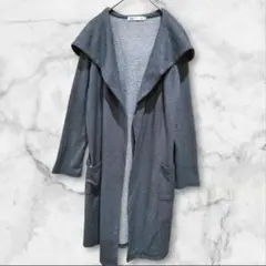 セブンデイズサンデイ グレー フーデットカーディガン ロングパーカー M 春