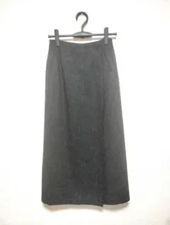 ANAYI　ウール混ロング巻きスカート　ダークグレー　M　日本製