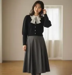 CELFORD フリル襟 ビジュー カーディガン ブラック 定価13,200円