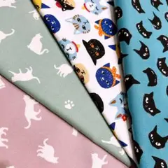 No.3270 猫柄☆ハギレセット☆綿生地
