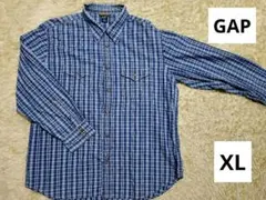 GAP ギャップ チェック柄 長袖シャツ ブルー XL