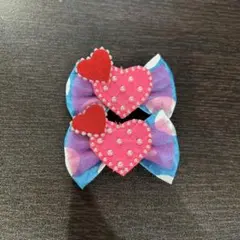 リボン小 ヘアクリップ2点