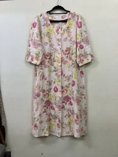 マッカージュDEVORAリネンフラワー総柄ワンピース