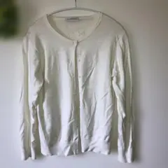アイボリー ホワイト白 長袖カーディガンレディース【L】